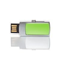 MN003 флешка металлическая с пластиковой вставкой зеленая 32GB