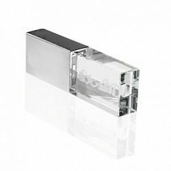 ST001 флешка-кристал стекло с матовым колпачком 16GB